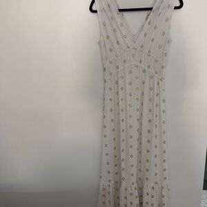 Boden White and Gold Patterned Dress